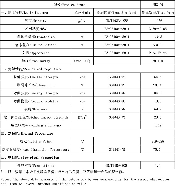 PA6物性表YH3400